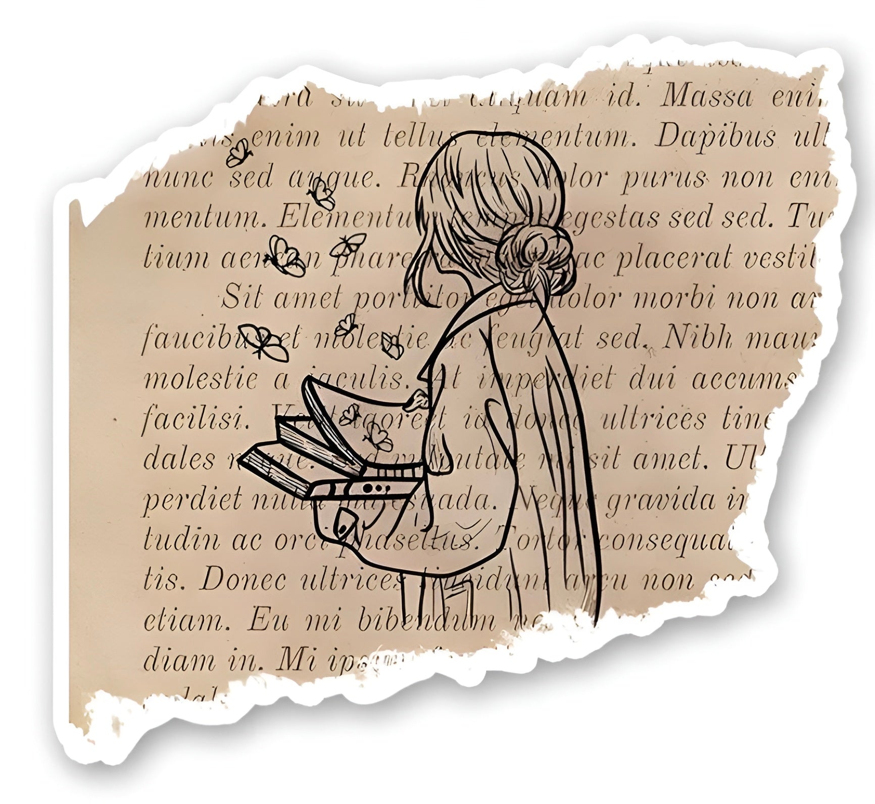 Asthetic girl with book Sticker