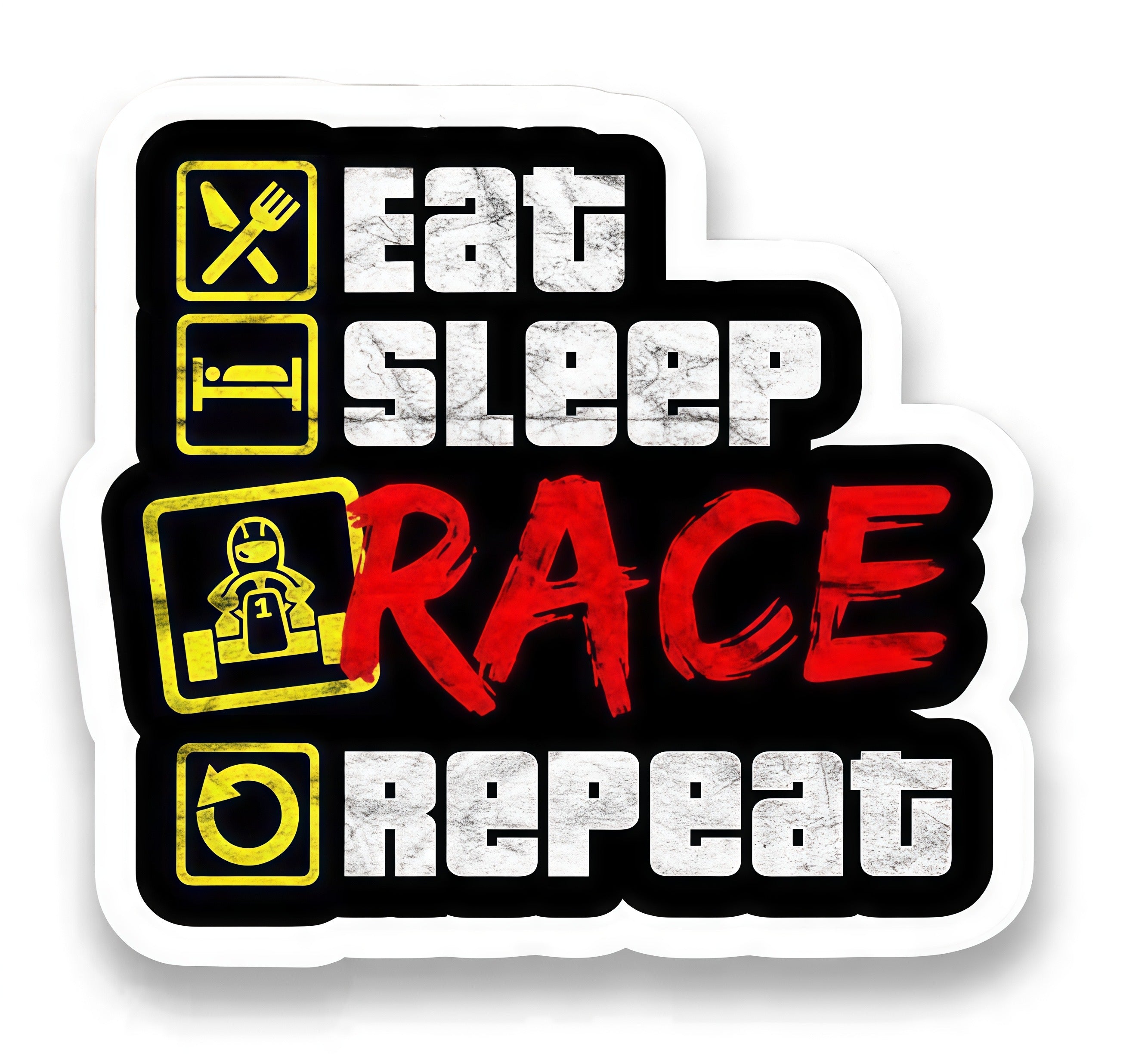 Eat sleep race repeat sticker